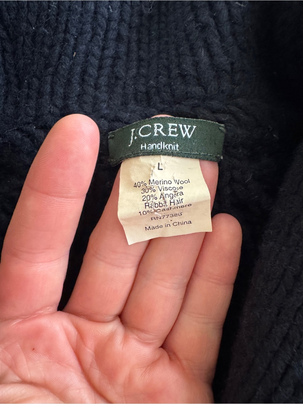 J. Crew Cable Knit Shawl Collar Button-Front Sweater Navy - Picture 3 of 6